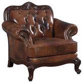 Best Furniture Outlet - Coaster - Victoria Full Leather Upholstered Rolled Arm Chair Brown - 500683
